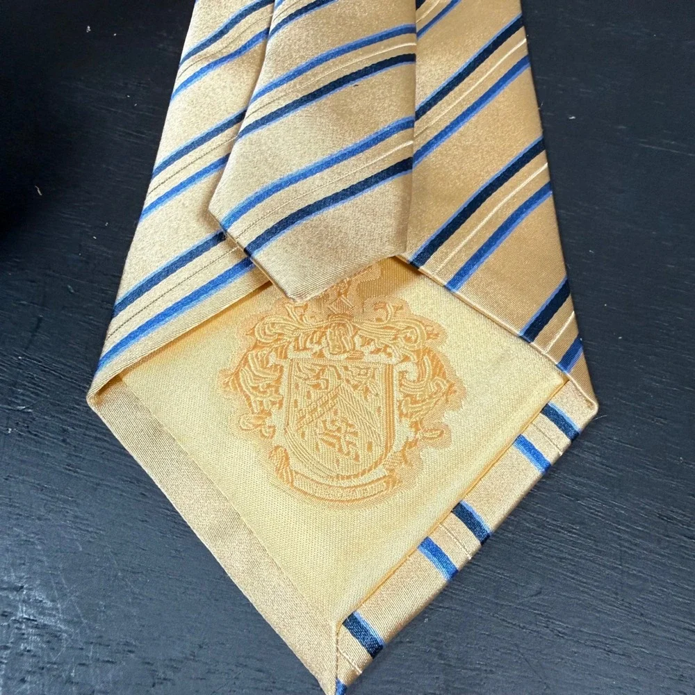 Donald‎ J Trump Necktie Mens Gold Blue Striped Signature Collection Silk Tie NWT